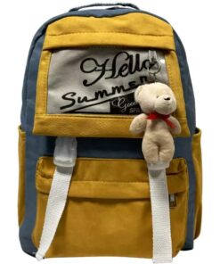 کوله پشتی مدرسه برزنت کژوال  آجری زرد  و آبی زرد